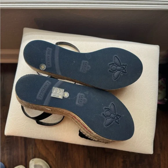Gucci Black and Cream Espadrilles with GG Logo